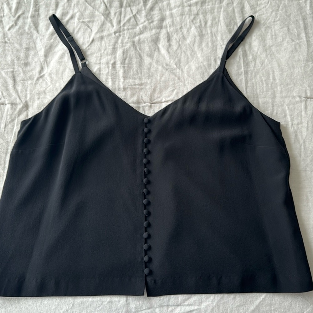 Madewell Black Silk Blouse Tank Cami Top with Buttons EUC size 12